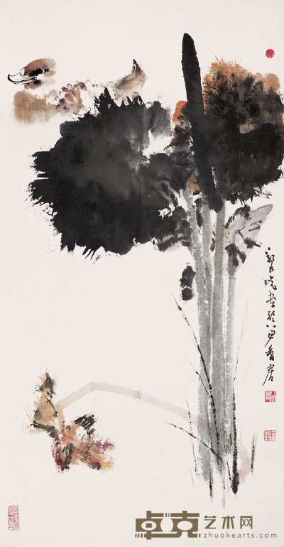 郑乃珖 秋荷水鸭 立轴 101×53cm